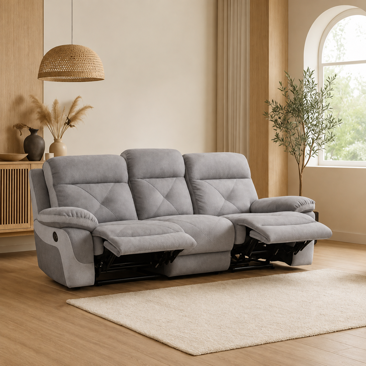 Woodara Clear Fabric Manual Recliner