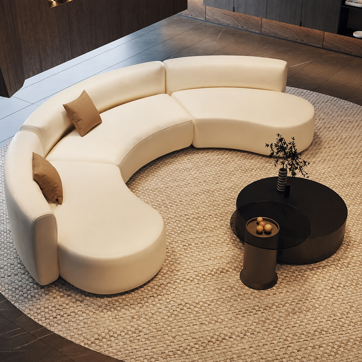 Woodara Curve Designer Fabric Sofa C shape 6 Seater