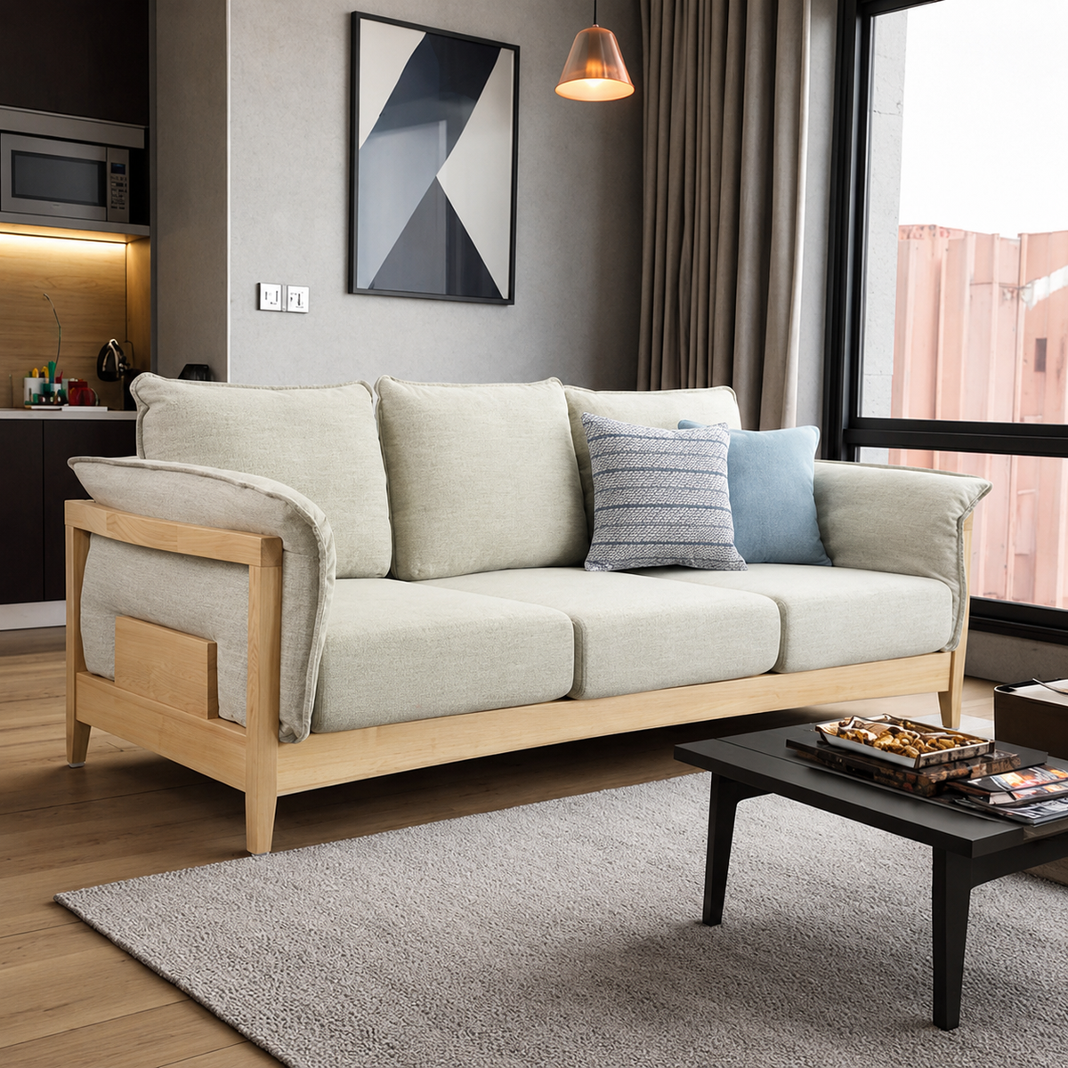 Woodara Joey Scandinavian Wooden Sofa
