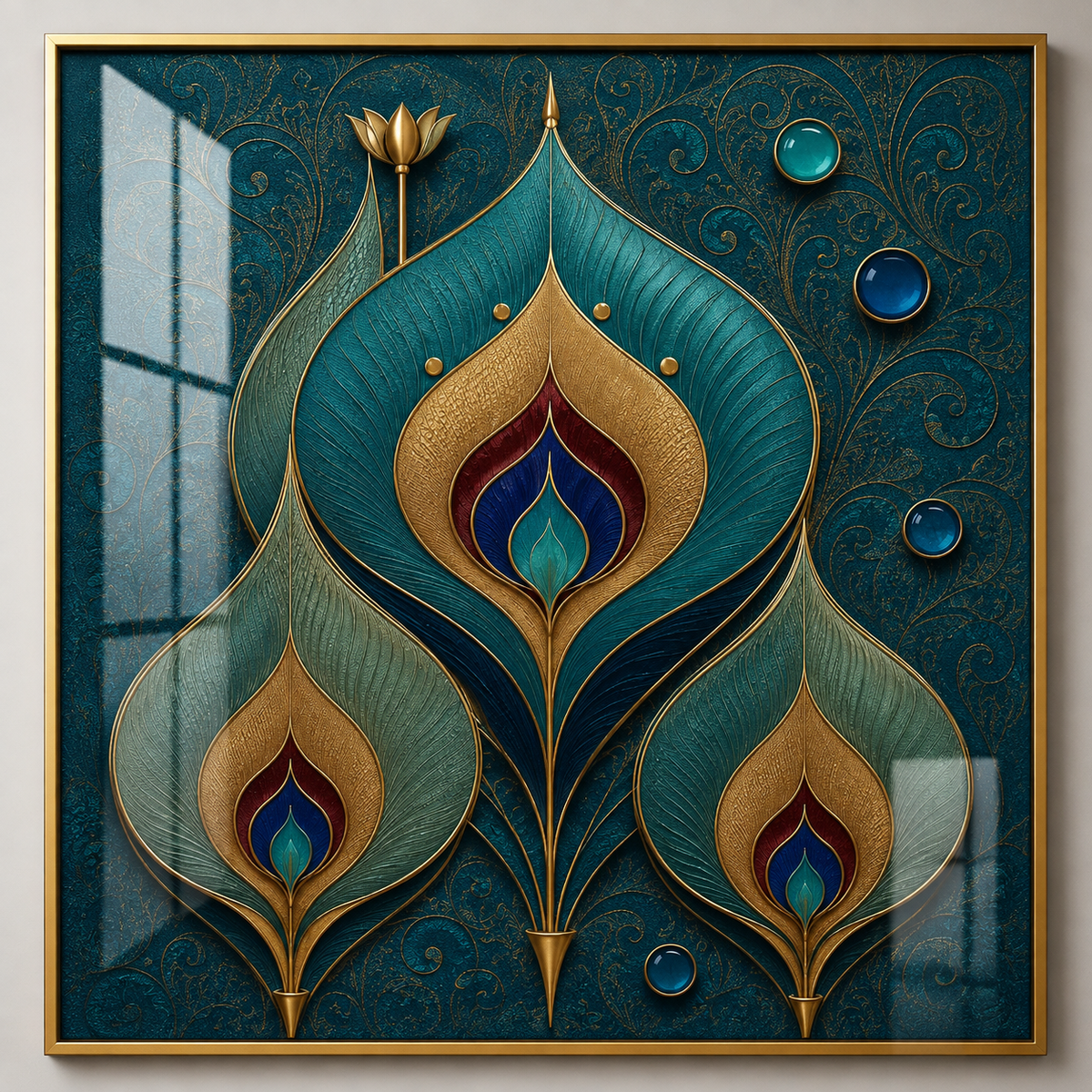 Woodara Peacock Feather Canvas