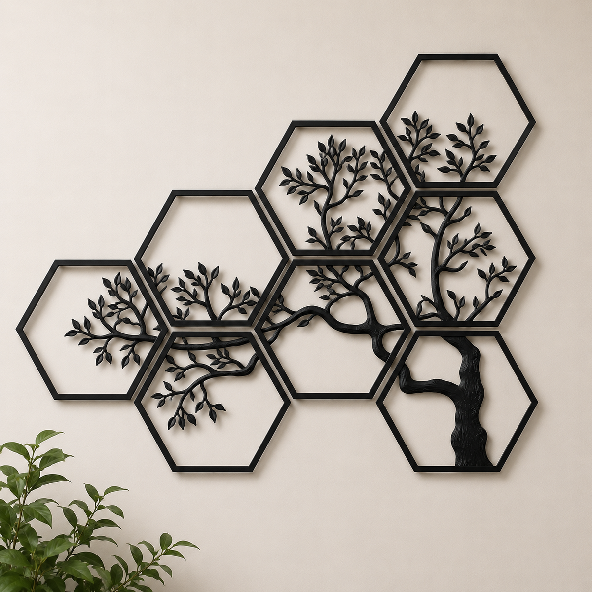 Woodara Hexagon Tree Wall Art