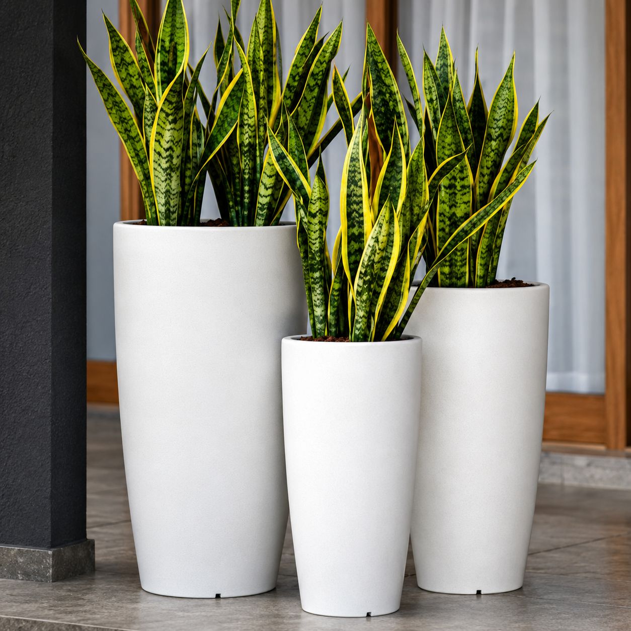 Woodara Tall Cylinder Planter Set (Set of 3)