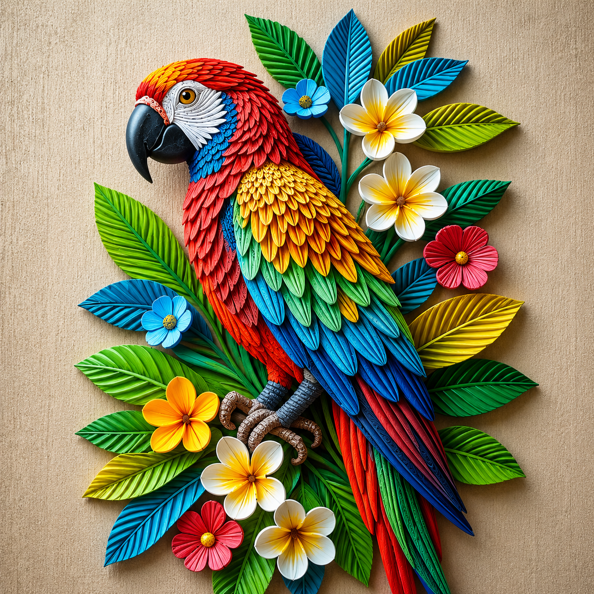Woodara Tropical Macaw Wall Sculpture