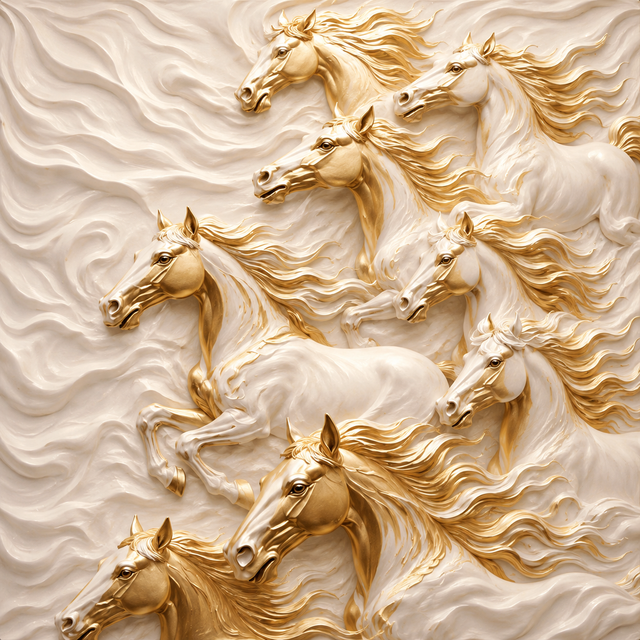 Woodara Seven Horses 3D Luxury Wall Art