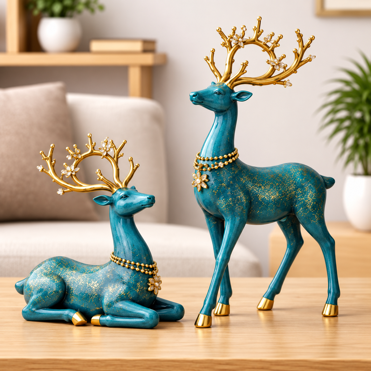 Blue Stag set Woodara Decor