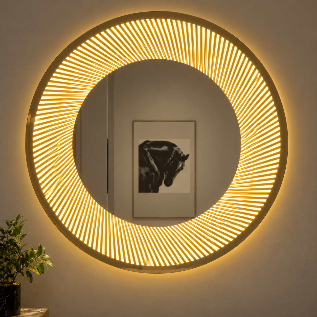 LED Halo Woodara Mirror