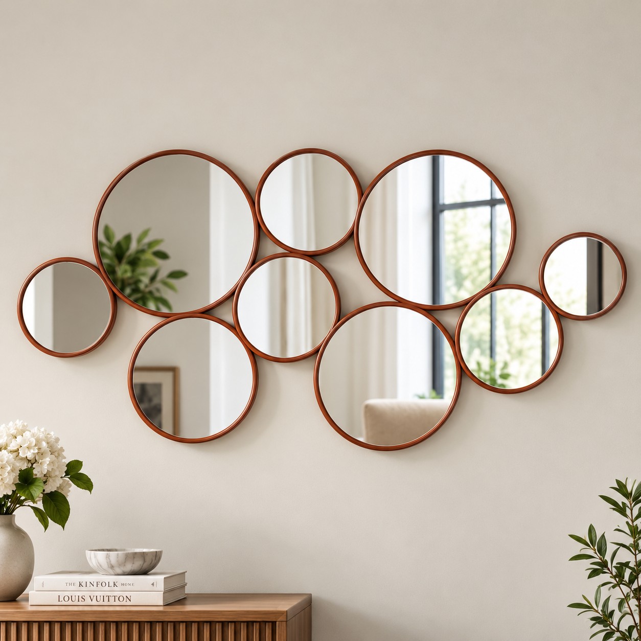 Multi Circle Woodara Mirror Art