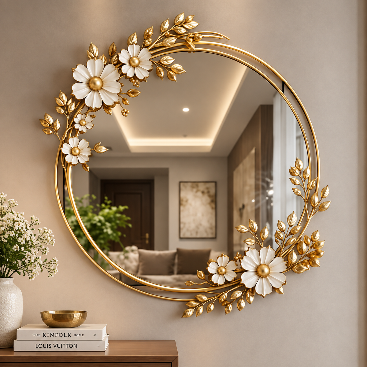 Elegant Flower Woodara Wall Mirror