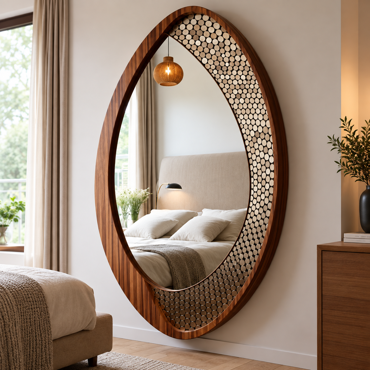 Oval Wooden Standing Woodara Mirror