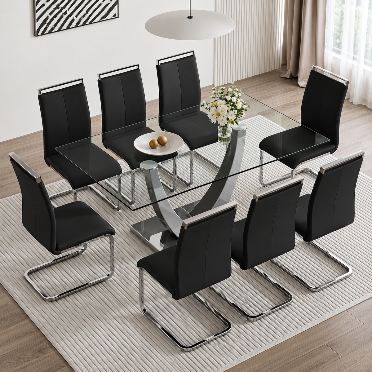 Woodara Horn Glass Dining Set - Configuration: 8 Seater
