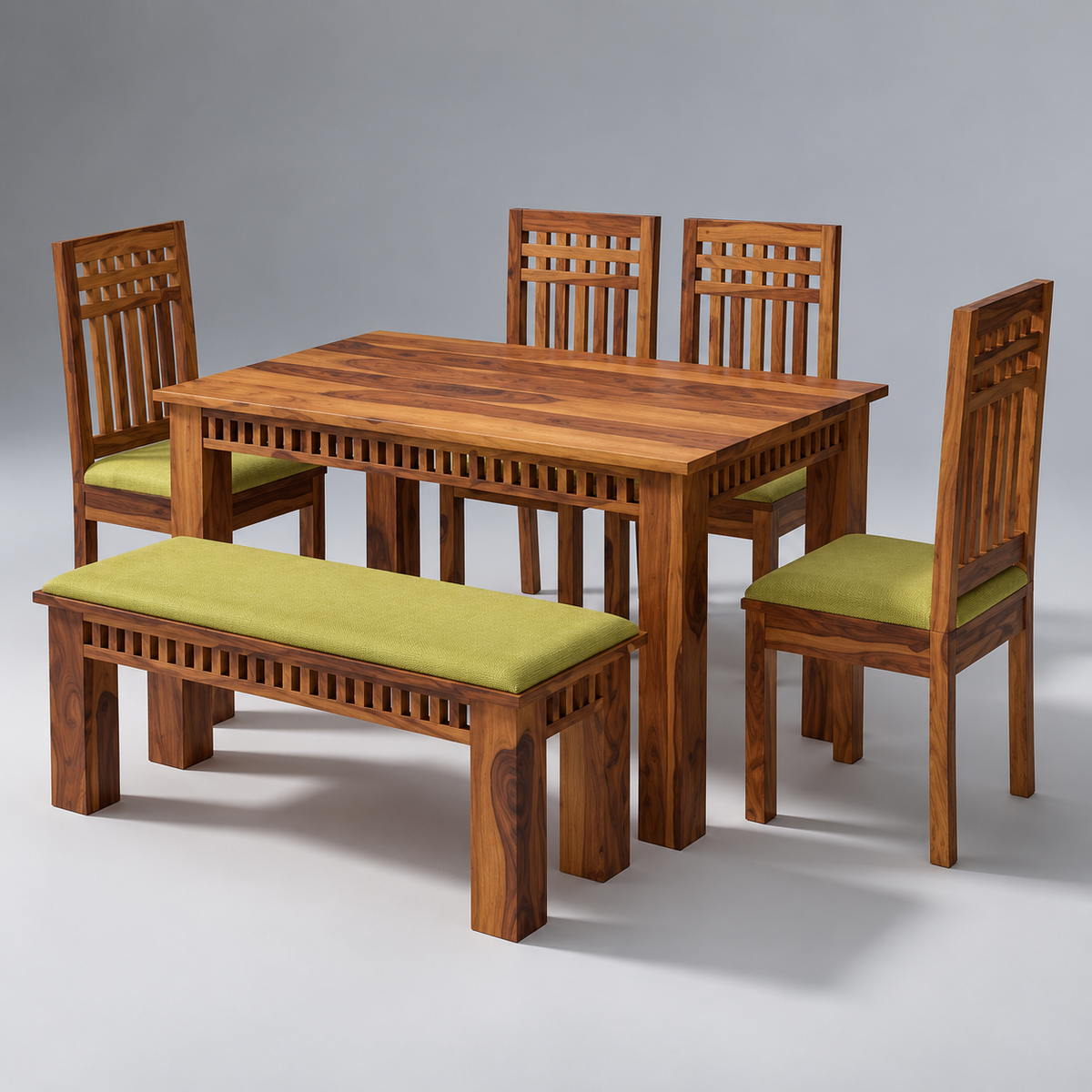 Woodara Block Sheesham Dining Set - Configuration: 6 Seater