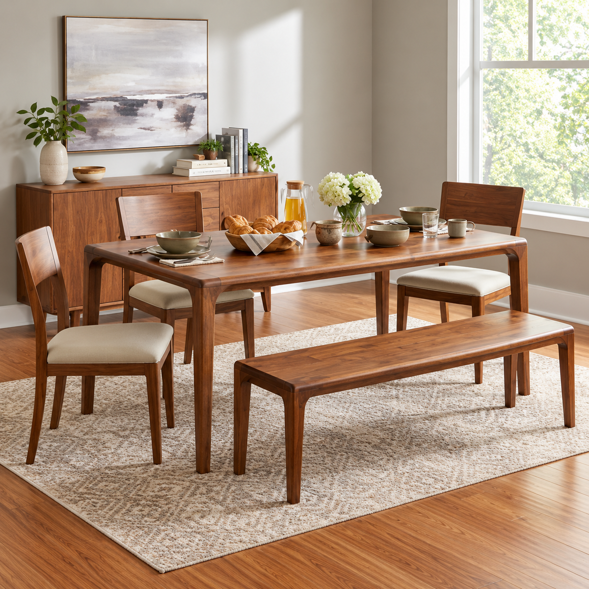 Woodara Mesas Wooden Dining Set - Configuration: 6 Seater