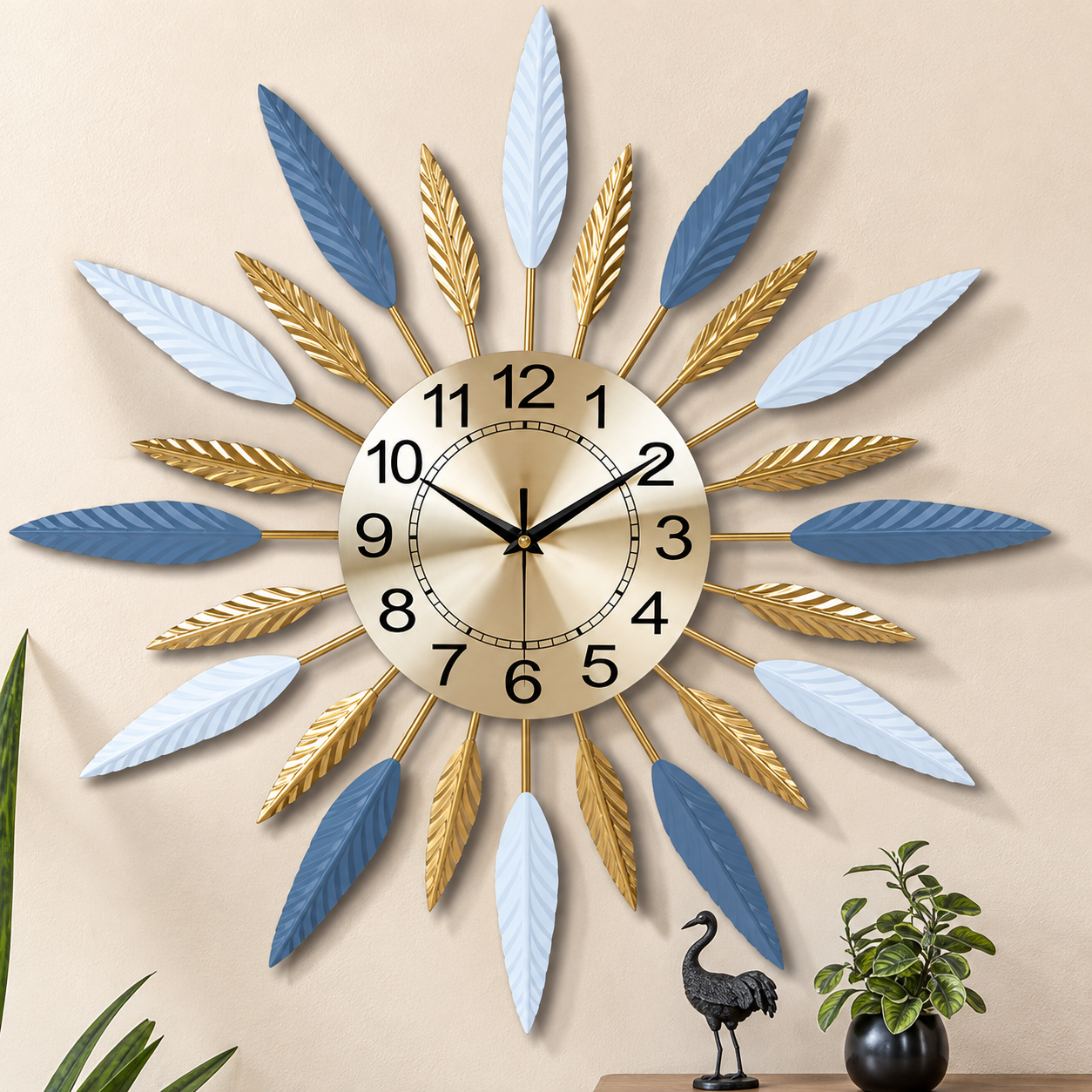 Woodara Sunburst Metal Wall Clock