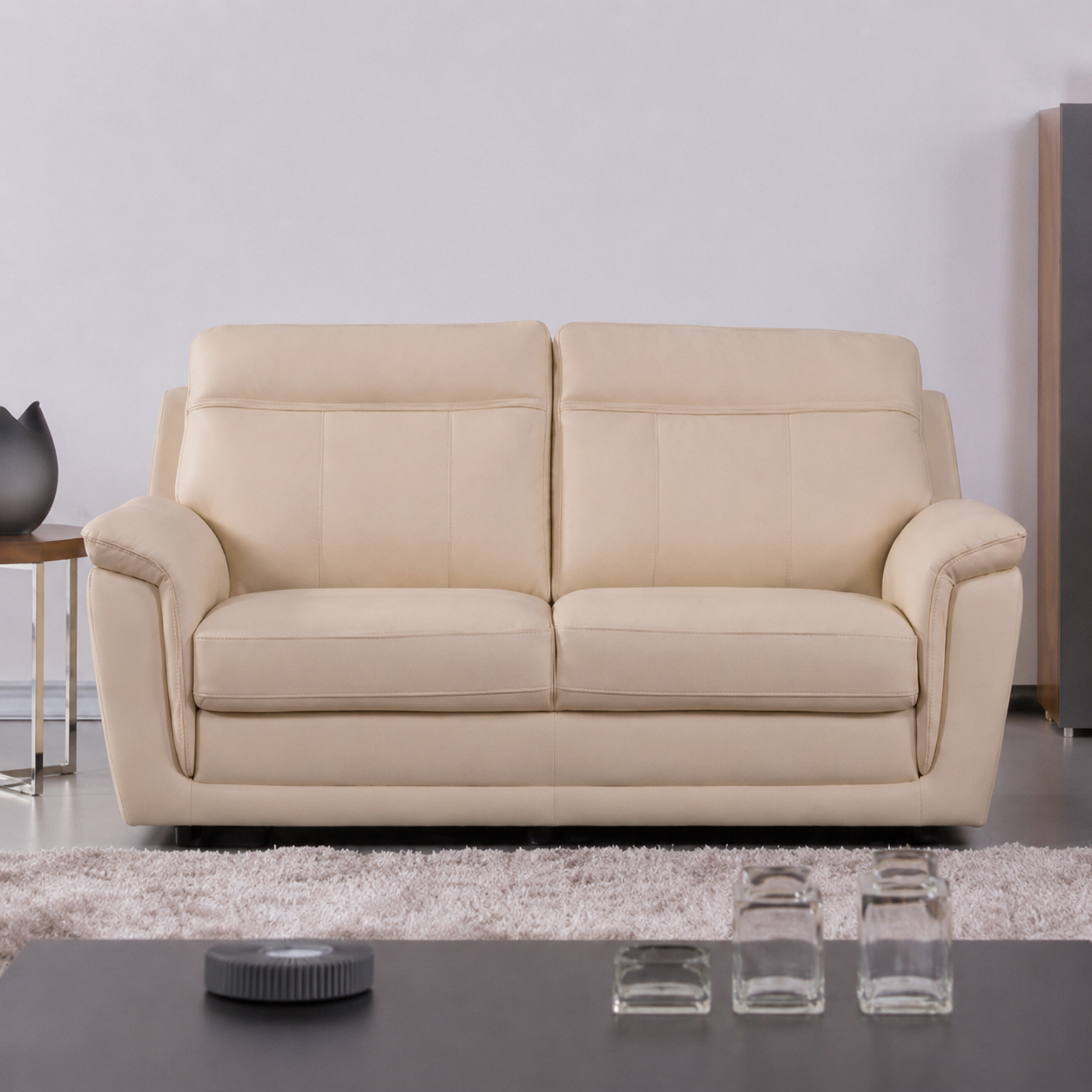 Woodara Pearl Leatherette Sofa