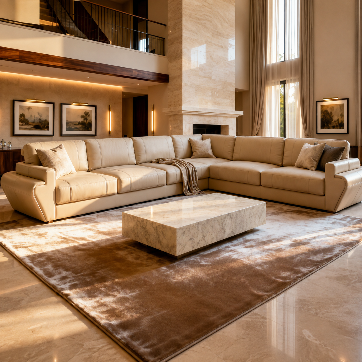 Woodara Premium Genuine Leather Corner Sofa
