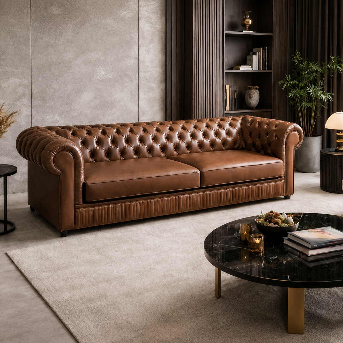 Woodara Chester Genuine Leather Sofa