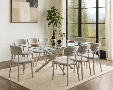 Woodara Spyder Glass Dining Set - Configuration: 8 Seater